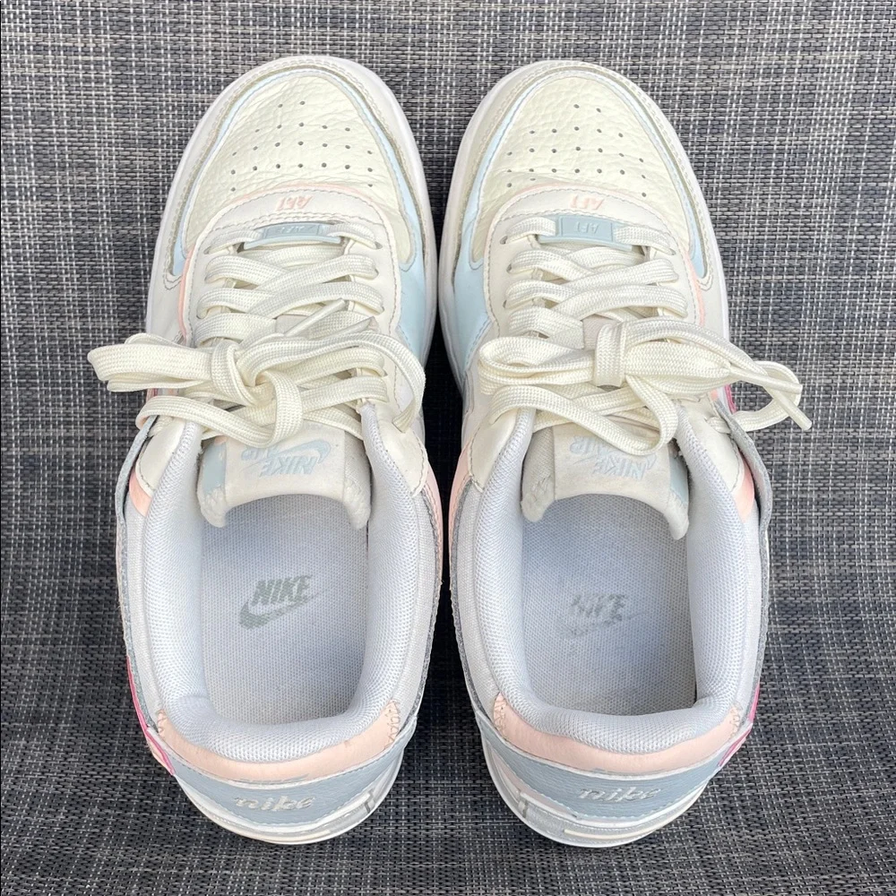 Nike Women's Air Force 1 Shadow 'Coconut Milk Crimson Tint' Lift Sneakers sz 8 - Picture 11 of 12